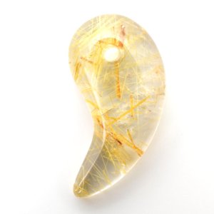 画像: 【金針☆個性的な自然のデザインが魅力】人気 勾玉 ゴールド ルチル クォーツ 一点物【KMr64】お守り効果 力が宿る パワーストーン 勝負運・金運・目標達成 プレゼント 守護石 京海堂