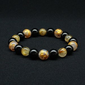 画像: 【最強の皇帝龍】10ミリ×8mm MIX数珠 五芒星 皇帝龍 ドラゴンアゲート タイチンルチル ブラックスピネル【ブレスレット】 【石言葉*「成功」「情熱」「勝利」「強運」「洞察力」「家族円満」お守り効果 贈り物 ご褒美 お揃い mix4rs1 京海堂