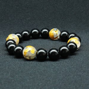 画像: 【四神獣ブレス】12ミリ×10mm MIX数珠 玄武 皇帝龍 鳳凰 白虎 ＆ドラゴンアゲート＆ ブラックスピネル ブレスレット 【石言葉「成長・成功」、白虎が「勇気・守護」、朱雀が「情熱・再生」、玄武が「安定・健康」お守り効果 贈り物 ご褒美 お揃い 京海堂