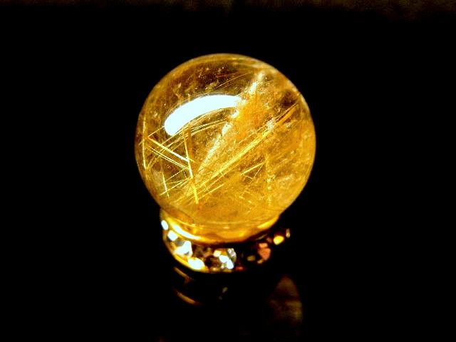 画像: 現品粒売り　金針水晶ゴールドルチル１３ミリ　貫通穴有　KY-16