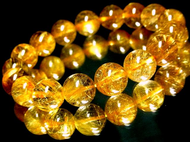 画像: 高級天然石数珠！！タイチンルチル１２ミリブレスレット！宝石鑑別書付