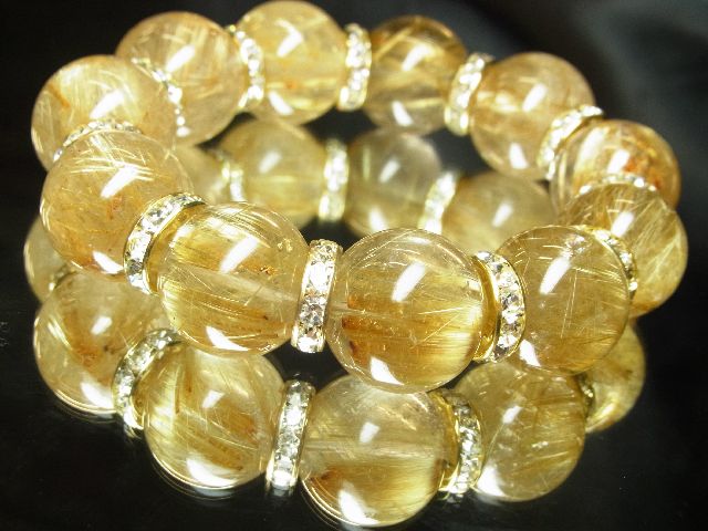 画像: 特選・金運天然石！！ゴールドタイチンルチル１８ミリ数珠ブレスレット　