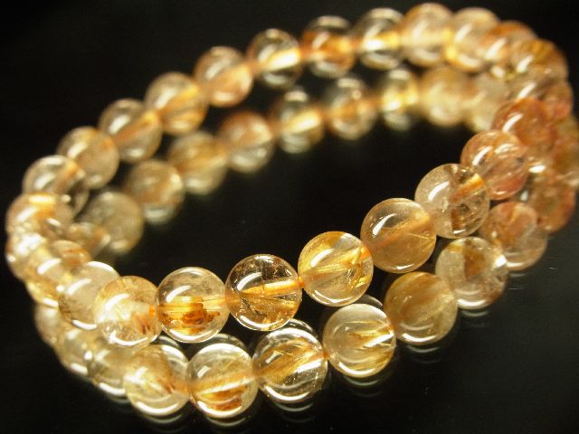 画像: 現品一点物！！ゴールドルチル７ミリ数珠ブレスレット　透明感○