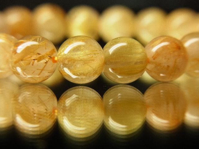 画像: 現品一点物！！ゴールドルチル８ミリ数珠ブレスレット　金運天然石　