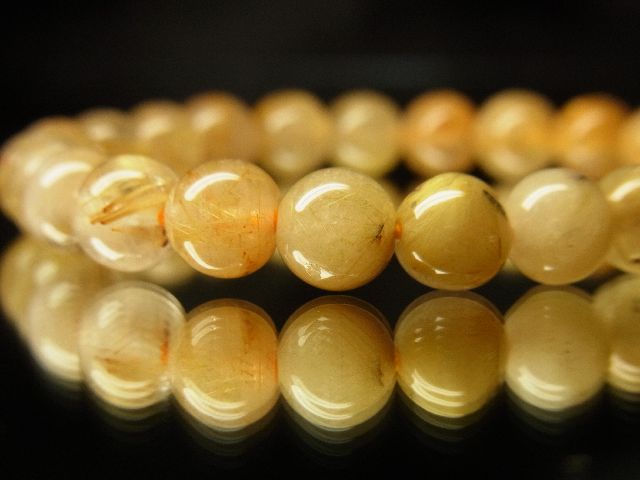 画像: 現品一点物！！ゴールドルチル８ミリ数珠ブレスレット　金運天然石　