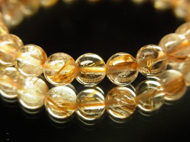 画像: 現品一点物！！ゴールドルチル７ミリ数珠ブレスレット　透明感○