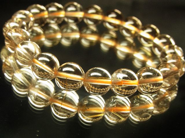 画像: 現品一点物！！ゴールドルチルクォーツ１０ミリ数珠ブレスレット
