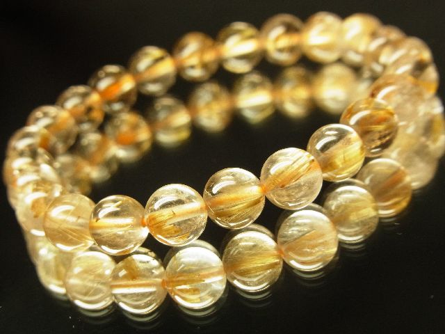 画像: 現品一点物！！ゴールドルチル８ミリ数珠ブレスレット　透明感抜群