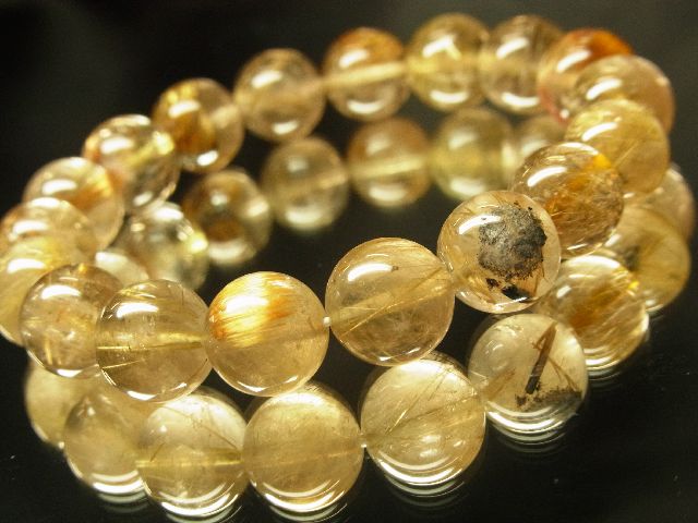 画像: 現品一点物！！ゴールドルチル１１ミリ数珠ブレスレット　金運天然石　