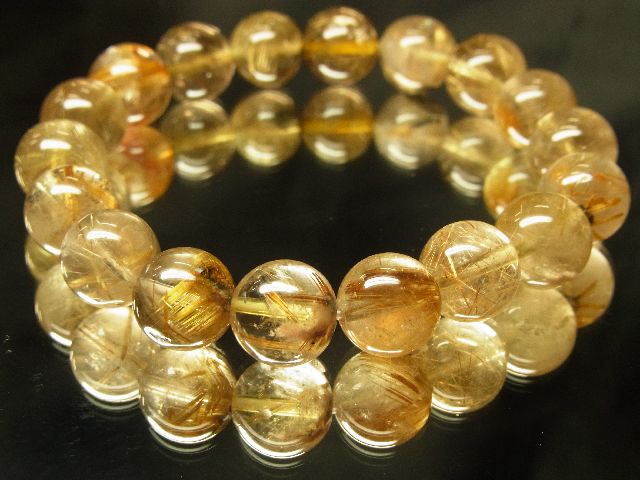 画像: 現品一点物！！ゴールドルチル１１ミリ数珠ブレスレット　金運天然石　