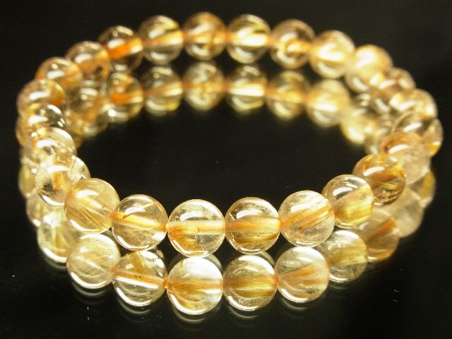画像: 現品一点物！！ゴールドルチル８ミリ数珠ブレスレット　透明感抜群