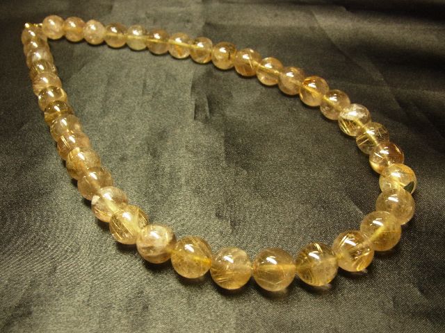 画像: 現品一点物！！ルチルクォーツ１２ミリ数珠ネックレス！！