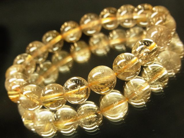 画像: 現品一点物！！ゴールドルチル１０ミリ数珠ブレスレット　透明感アリ