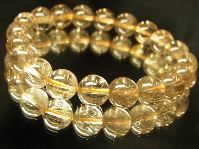画像: 現品一点物！！ゴールドルチル９ミリ数珠ブレスレット　透明感アリ