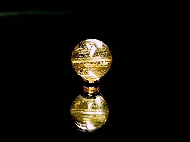 画像: 現品粒売り　透明感◎　金針水晶ゴールドルチル１５ミリ　貫通穴有　KY-４３