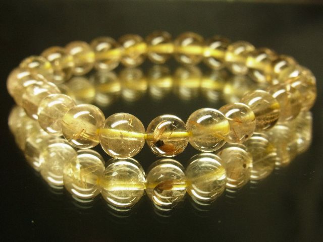 画像: 現品一点物！！ゴールドルチル８ミリ数珠ブレスレット　透明感アリ