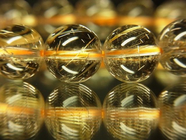 画像: 透明度抜群！現品お試し価格！金針水晶ゴールドルチル１１ミリ数珠ブレスレット　３２ｇ　Ｒ－９１