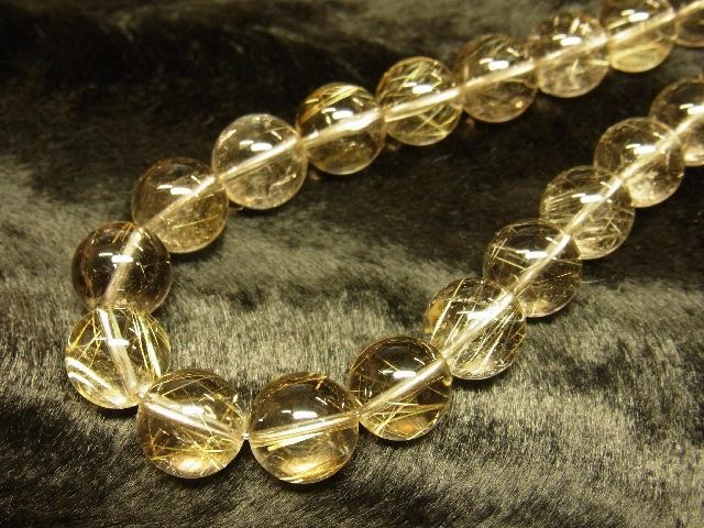 画像: 現品１点もの！お試し価格！金針水晶ルチルクォーツ１２ｍｍ数珠ネックレス　Ｒｎ－１