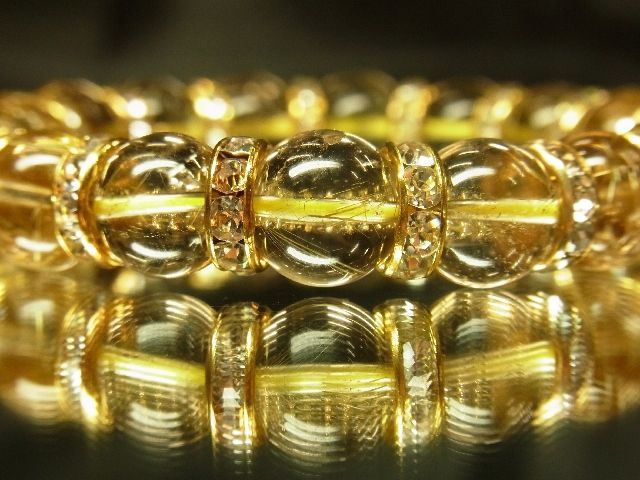 画像: 現品１点ものお試し価格！！金針水晶ゴールドルチル１２ｍｍ数珠ブレスレット　Ｒ９４
