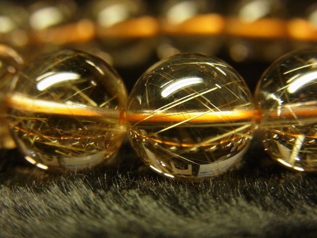 画像: 現品お試し価格！高品質のゴールドルチル１２－１３ｍｍ数珠ブレスレット　Ｒ１０５