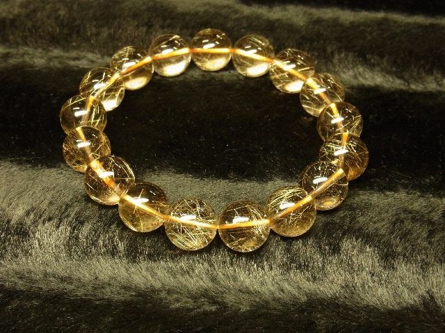 画像: 現品お試し価格！高品質のゴールドルチル１２－１３ｍｍ数珠ブレスレット　Ｒ１０５
