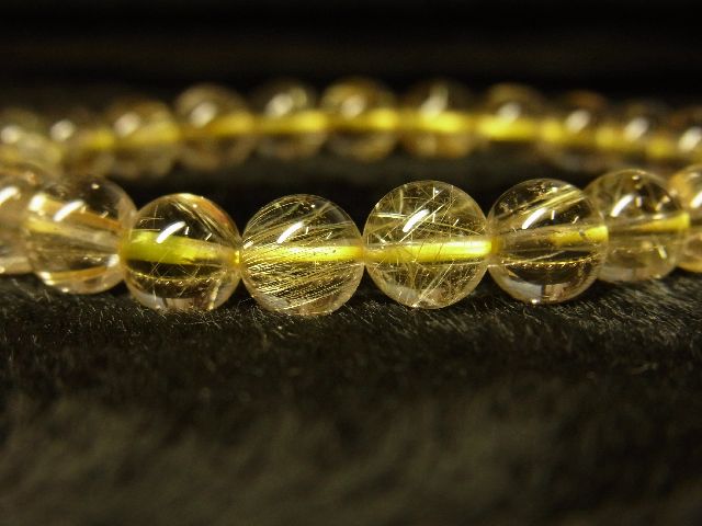 画像: 透明感抜群！現品お試し価格！金針水晶ゴールドルチル８－９ｍｍ数珠ブレスレット　Ｒ１１５