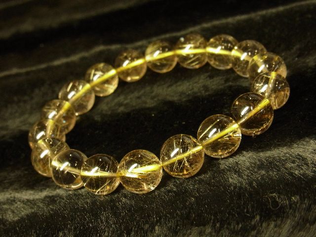 画像: 高品質！現品お試し価格！金針水晶ゴールドルチル１１－１２ｍｍ数珠ブレスレット　Ｒ１１３
