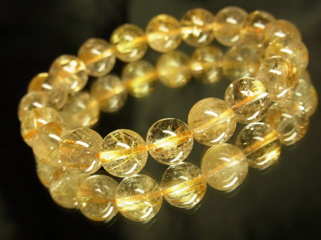 画像: 透明感もあるタイチンルチル１０ミリ数珠ブレスレット！現品一点物 Ｒ１１９
