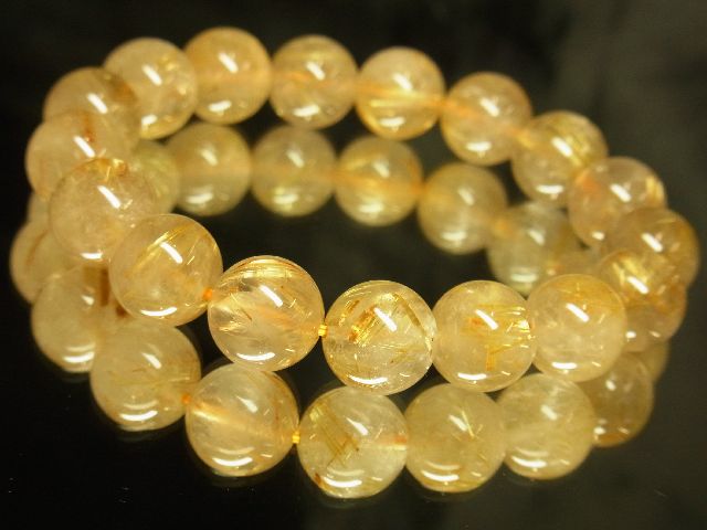 画像: 現品限り！金針水晶タイチンルチル１２ミリ数珠ブレスレット！金運アップ！Ｒ１３０