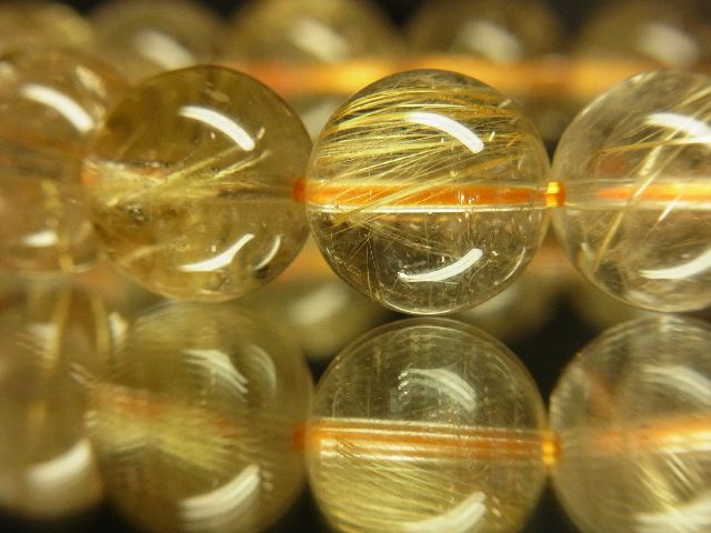 画像: 現品一点物！金針水晶ゴールドルチル１２ー１３ミリ数珠ブレスレット！Ｒ１２５