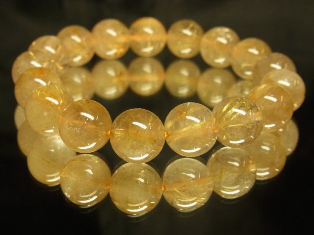 画像: 現品限り！金針水晶タイチンルチル１２ミリ数珠ブレスレット！金運アップ！Ｒ１３０