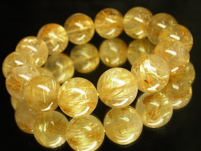 画像: 現品一点物！金針タイチンルチル１６ミリ数珠ブレスレット！Ｋｇ－４　