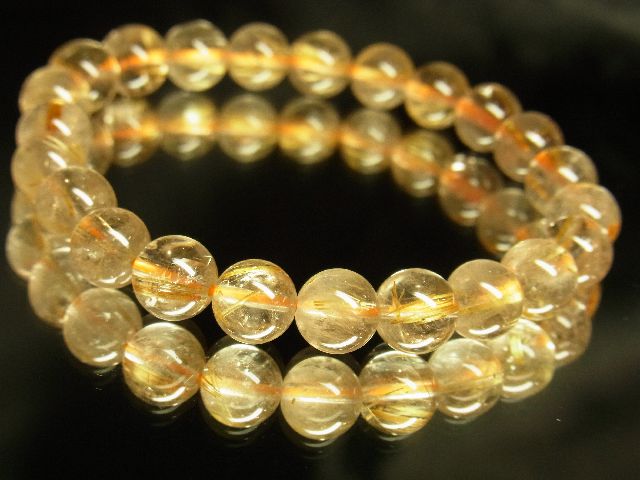画像: お試しにどうぞ♪現品限り！金針水晶ゴールドルチル８ミリ数珠ブレスレット！Ｒ１５１