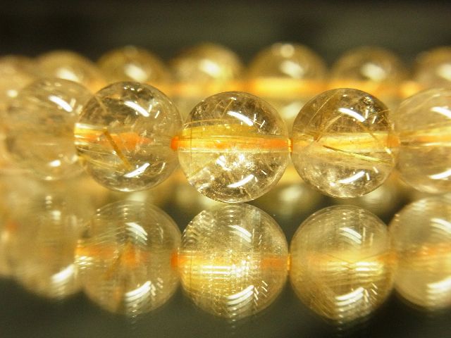 画像: 透明感抜群！現品一点物♪金針水晶ゴールドルチル１０ミリ数珠ブレスレット！Ｒ１６４
