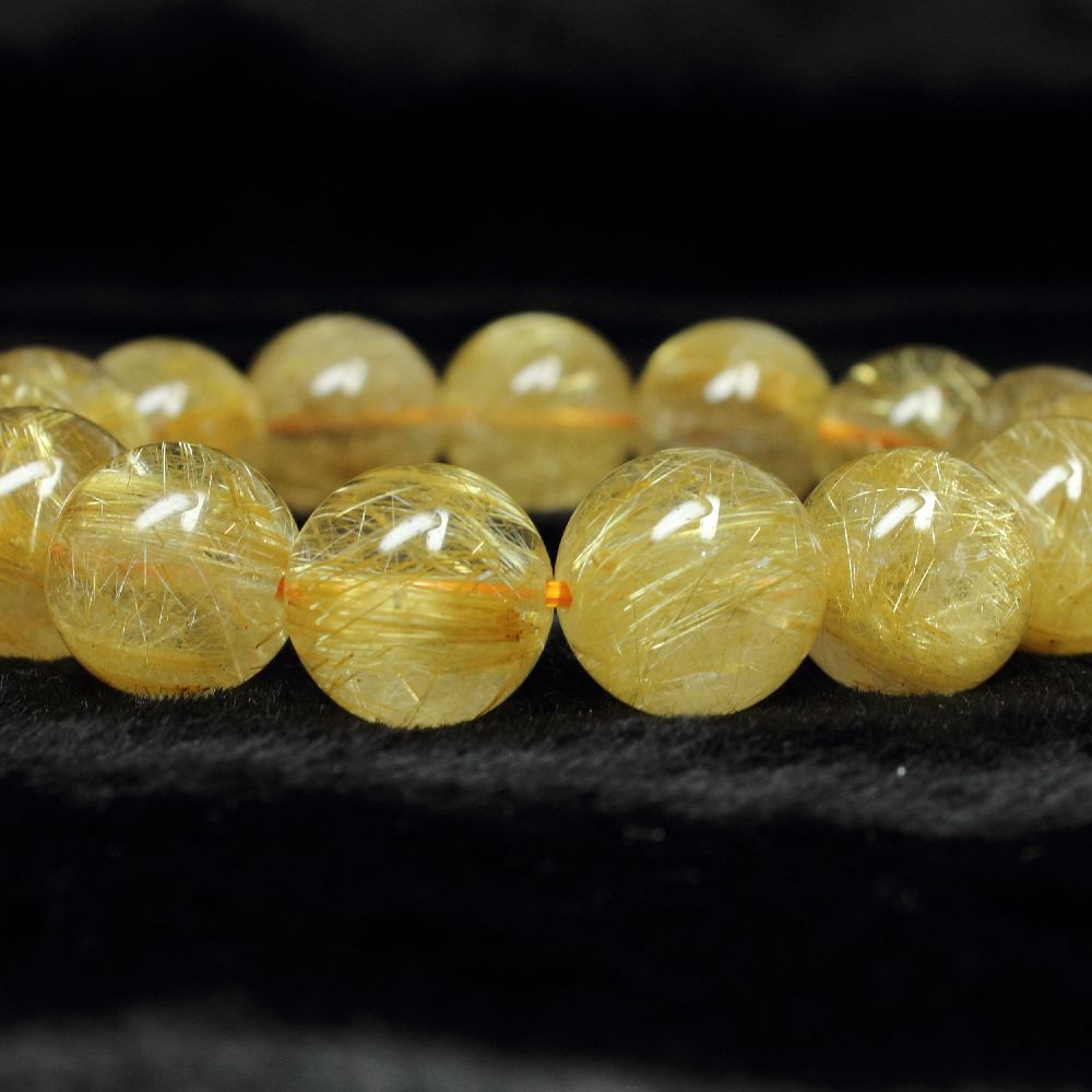 画像: 現品一点物！金針水晶ゴールドルチル１４ミリブレスレット　天然石パワーストーン