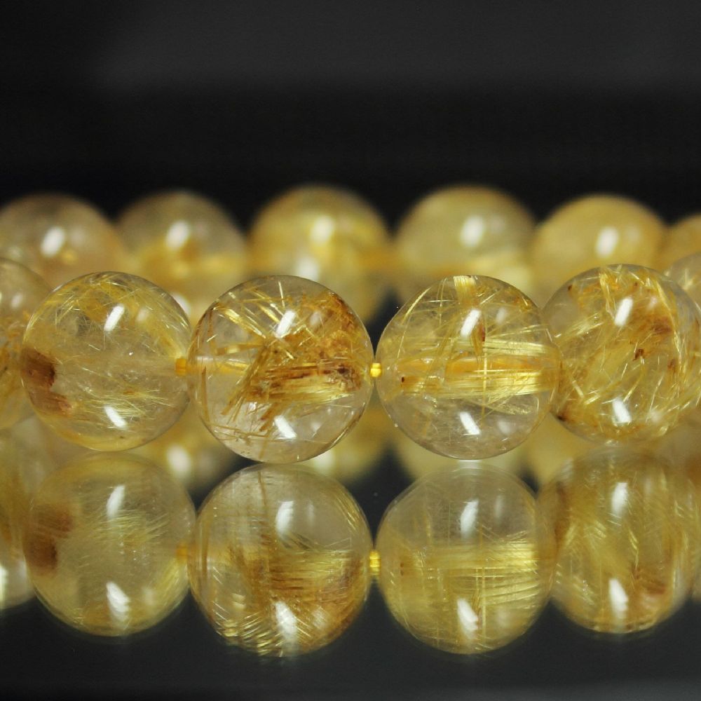 画像: ゴールデンセール40％OFF開催中！タイチンルチルクォーツ１４ミリ玉ブレスレット　６２ｇ　金針水晶数珠　天然石パワーストーン　現品一点物