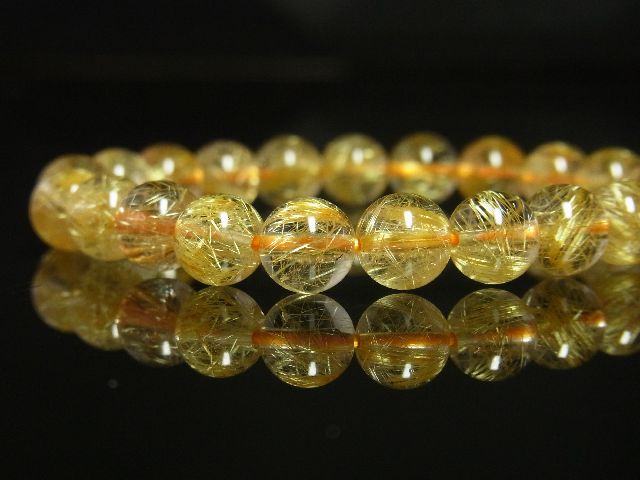 画像: ゴールデンセール40％OFF開催中！ゴールドルチルクォーツ　金針水晶ブレスレット　最高級天然石数珠　８ｍｍ玉　現品一点物　１６ｇ　品番１２０１