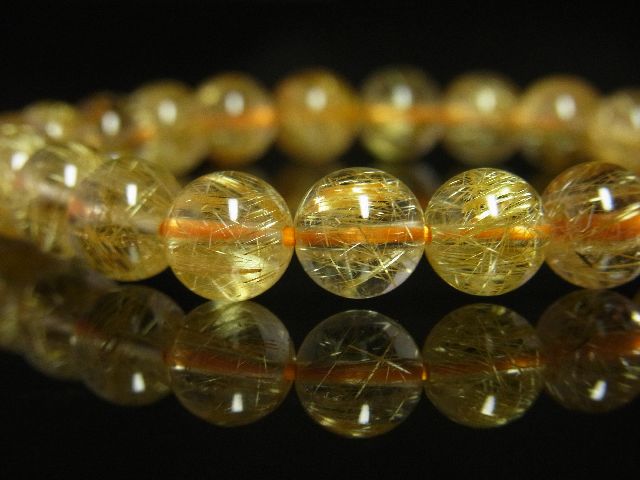 画像: ゴールデンセール40％OFF開催中！ゴールドルチルクォーツ　金針水晶ブレスレット　最高級天然石数珠　８ｍｍ玉　現品一点物　１６ｇ　品番１２０１