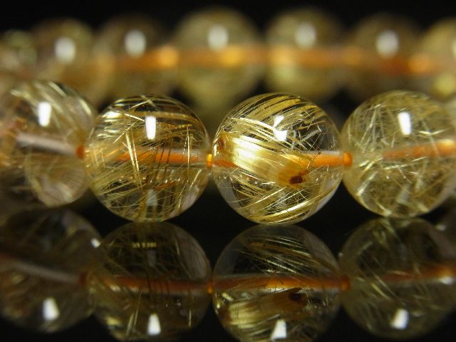画像: ゴールデンセール40％OFF開催中！ゴールドルチルクォーツ１０ｍｍブレスレット　金針水晶数珠　透明感・針の入り方が最高　現品一点物　１２０６