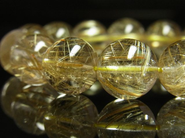 画像: 透明度抜群！ゴールドルチルクォーツブレスレット　金針水晶数珠　１４ミリ玉　５８ｇ　現品一点物　ＡＡ１４００　　金運　ブレスレット　レディースメンズ　パワーストーン　ルチル　開運　１点物