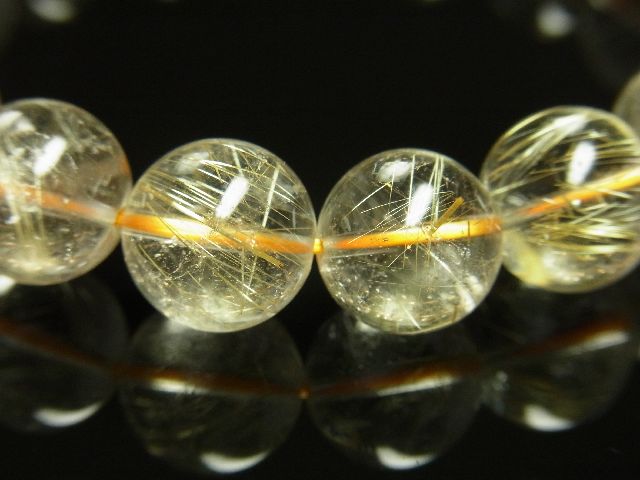 画像: 透明度が高いゴールドルチルクォーツブレスレット　金針水晶数珠　１２ｍｍ玉　４３ｇ　お試し現品価格　ＲＺ３４　　金運　ブレスレット　レディースメンズ　パワーストーン　ルチル　開運　１点物　目玉