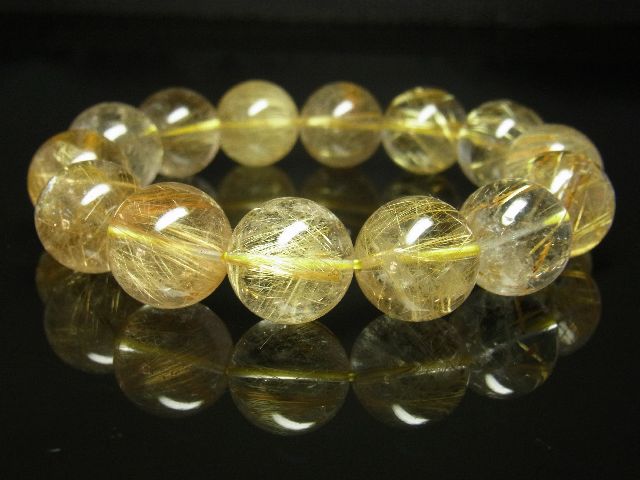 画像: 【写真現物】　ゴールドルチルクォーツブレスレット　金針水晶数珠　１６ミリ　８２ｇ　Ｋｇ－３　　金運　ブレスレット　レディースメンズ　パワーストーン　ルチル　開運　１点物