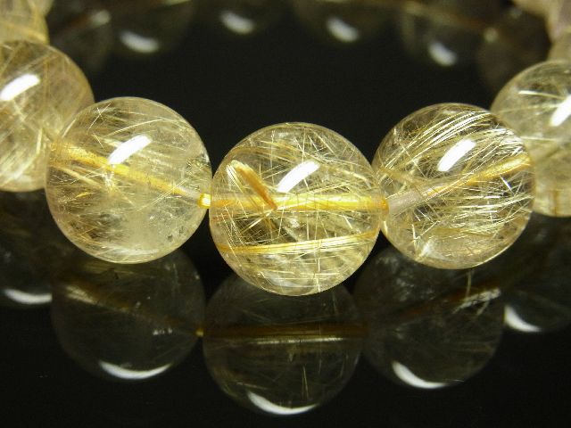 画像: 【写真現物】　ゴールドルチルクォーツブレスレット　金針水晶数珠　１４ミリ　６２ｇ　金運　レディースメンズ　パワーストーン　ルチル　開運　１点物　贈り物　プレゼントに
