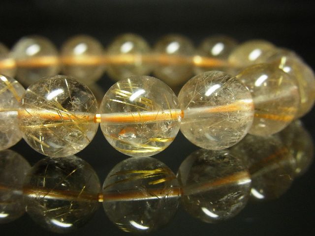 画像: 【現品一点物】　ゴールドルチルブレスレット　金針水晶数珠　１１ミリ　３５ｇ　お試し現品価格　Ｒ１４６　最強金運パワーストーン　　レディースメンズ　天然石　ルチル　開運　１点物　目玉