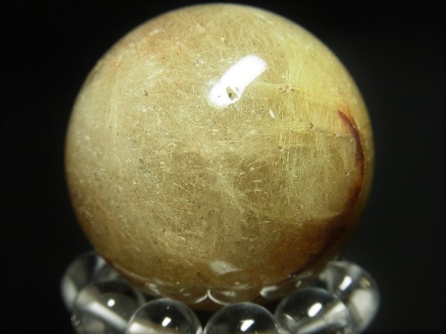 画像: 現品一点物 ルチルクォーツ 原石 ３３ミリ玉 ５３ｇ 針水晶 運気を高める 天然石 鑑賞石 １１３