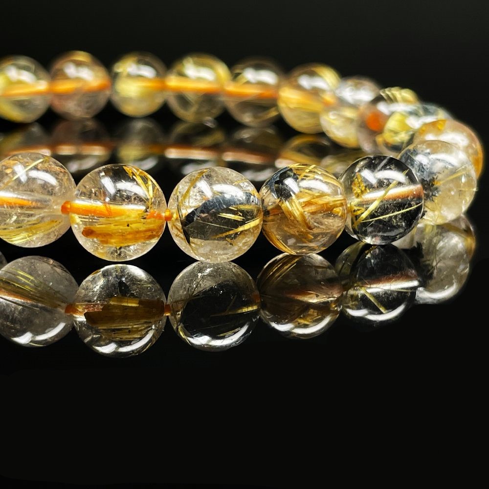 画像: 一点物 太陽放射タイチンルチル ブレスレット 金針水晶 数珠 8ミリ ２１ｇ ＴＨＲ１２ 商品動画あり