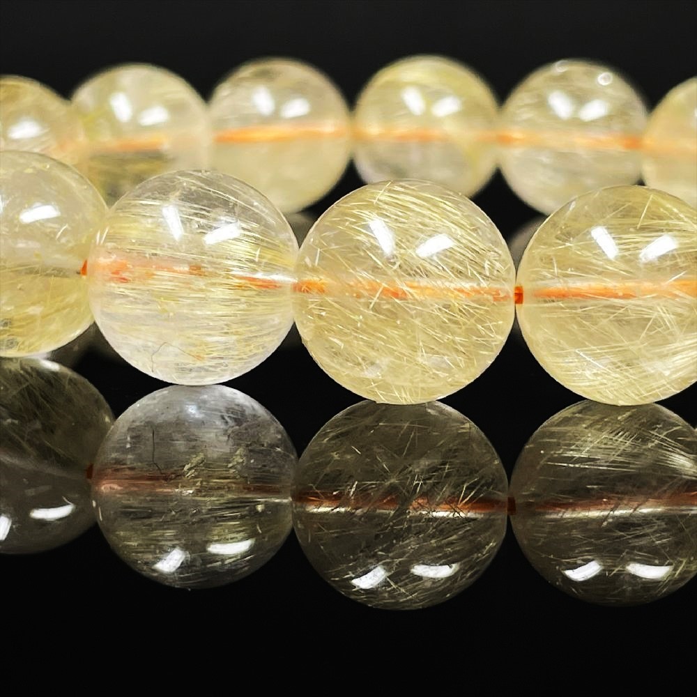 画像: １３ミリ 現品一点物 ゴールドルチル ブレスレット 金針水晶数珠 ５０ｇ ＧＲ１６
