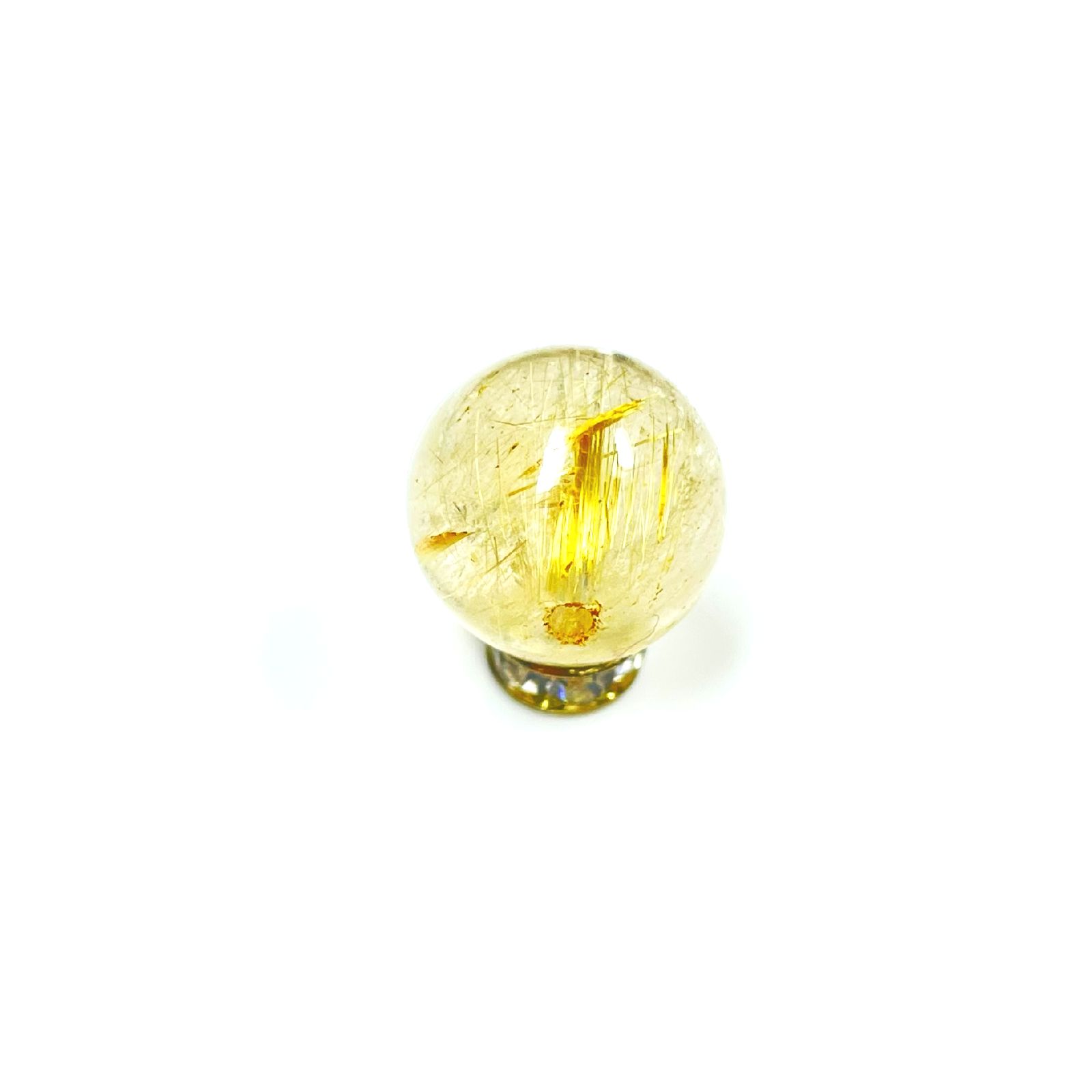 画像: 【透き通るクォーツが美しい】１１ミリ 一点物 1粒売り ゴールドルチル 金針水晶 ＫＹＧ４９ 旅行の御守り 母の日 プレゼント