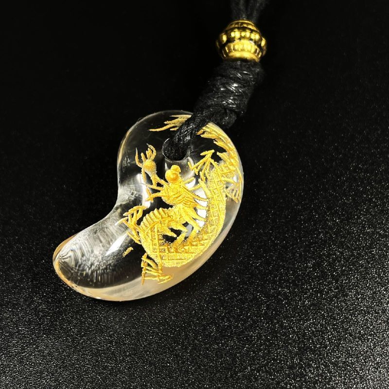 画像: 【願いを叶える力を与える】皇帝龍彫本水晶クリスタル 勾玉 ワックスコード ネックレス ｍｙ１ 父の日 プレゼント