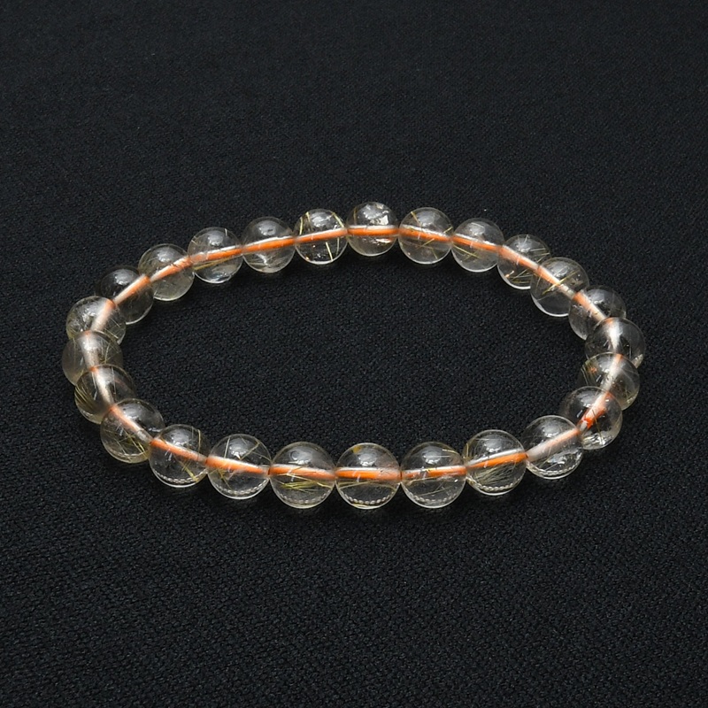 画像: 虹の光る  品格ある一品【ルチルクォーツ】8mm  一点物【  GHB12  16g】ブレスレット  仕事でも着けやすいサイズ  仕事運向上、直感力向上、集中力向上、精神力  水晶魔除け効果  浄化発送  ギフト  / プレゼント お祝 高品質 / 京海堂